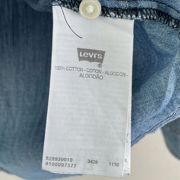 Levis Womens Large Light Blue Long Sleeve Button Up Denim Shirt Chambray - Picture 5 of 9
